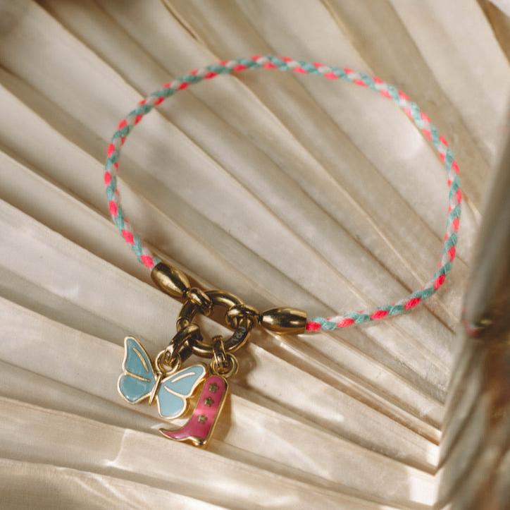 Bracelet de Corde Rose Et Bleu