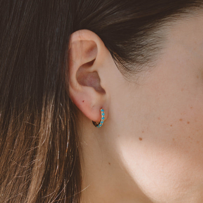 Hoops with Blue Opals