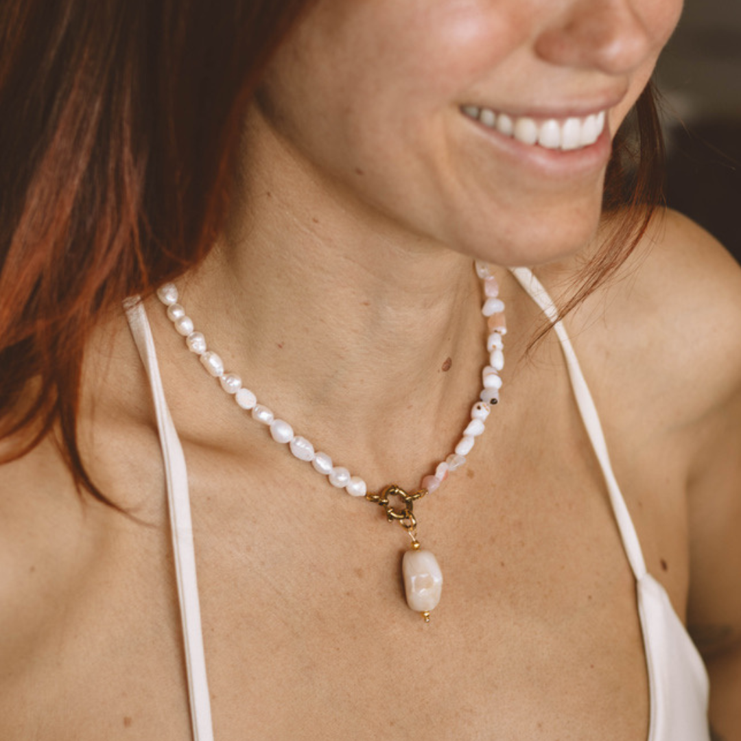 Pearls and Pink Stones Necklace