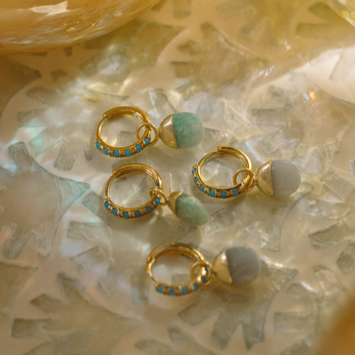 Hoops with Blue Opals