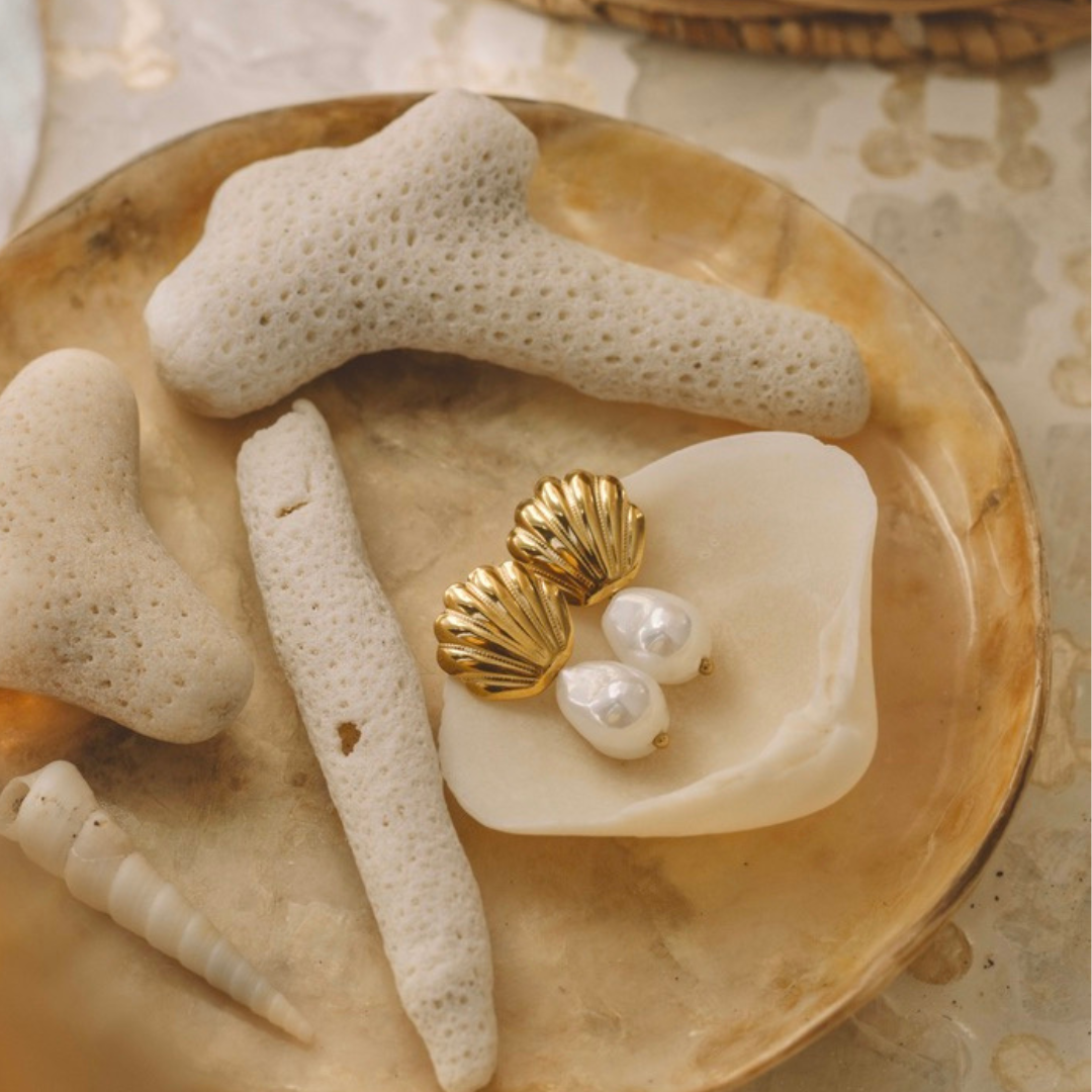 Boucles D'oreilles Coquillage Et Perle