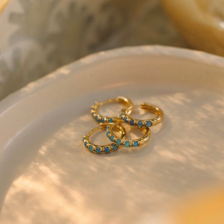 Hoops with Blue Opals