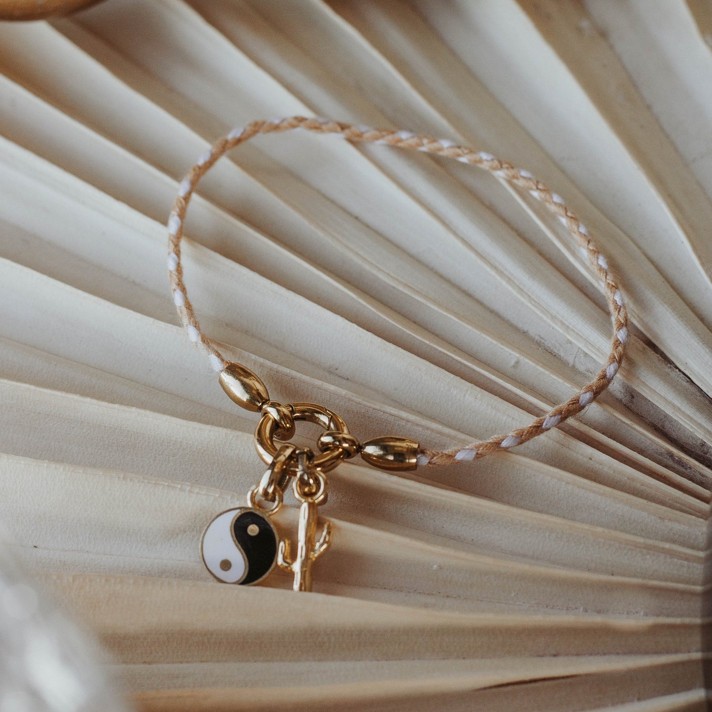 Bracelet de Corde Beige Et Blanc
