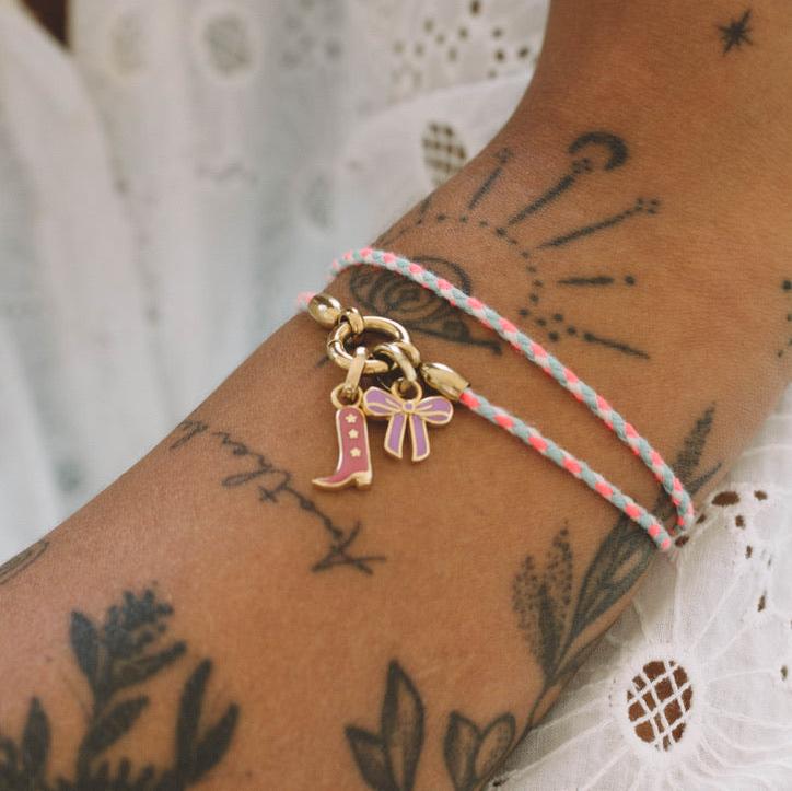 Bracelet de Corde Rose Et Bleu