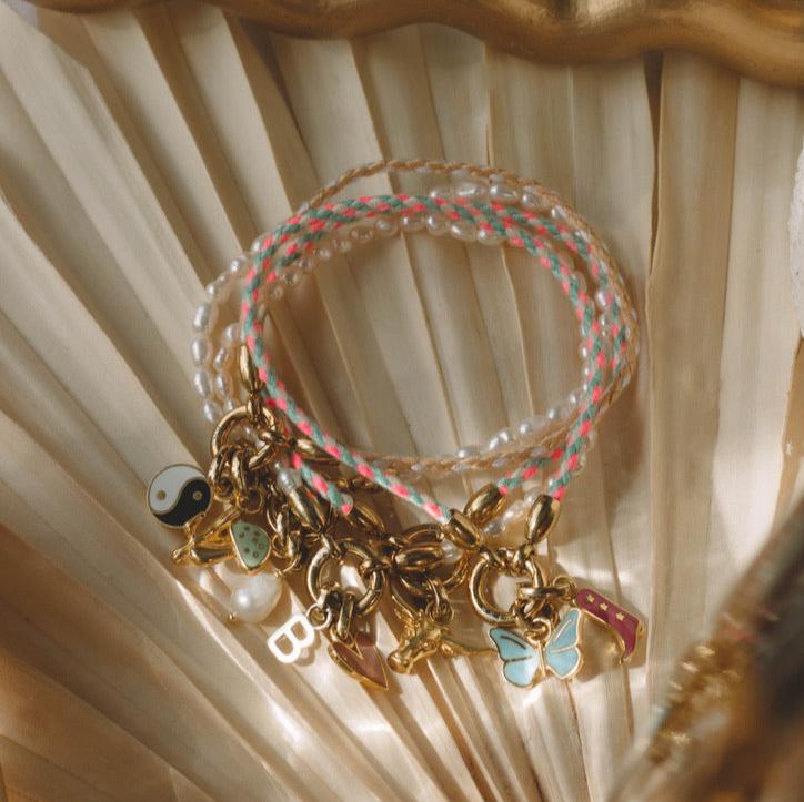 Bracelet de Corde Rose Et Bleu