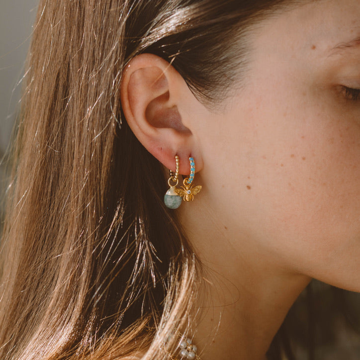 Hoops with Blue Opals
