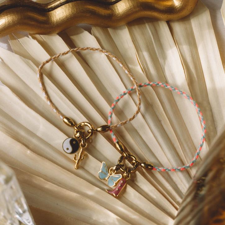 Bracelet de Corde Rose Et Bleu