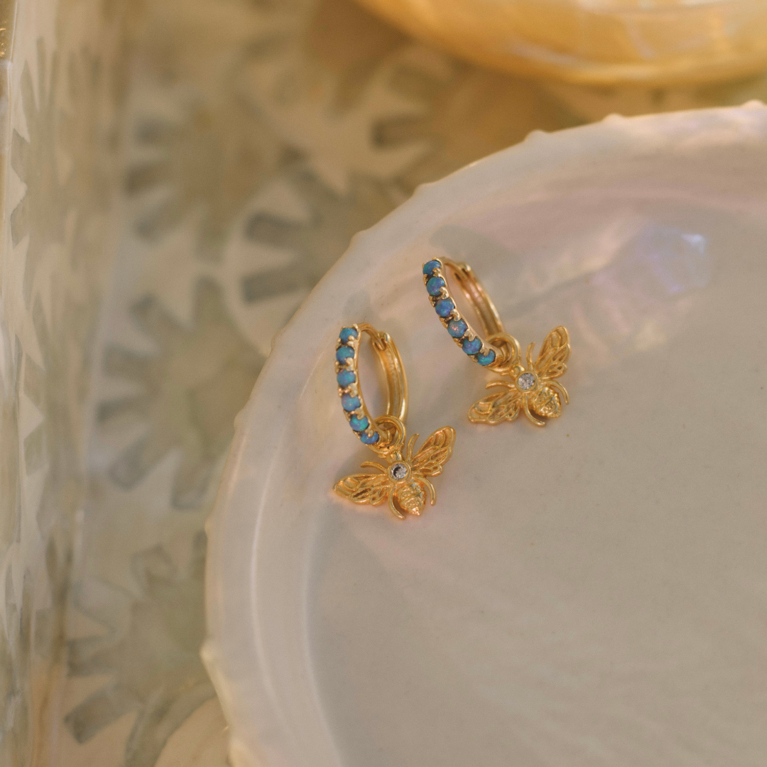 Hoops with Blue Opals