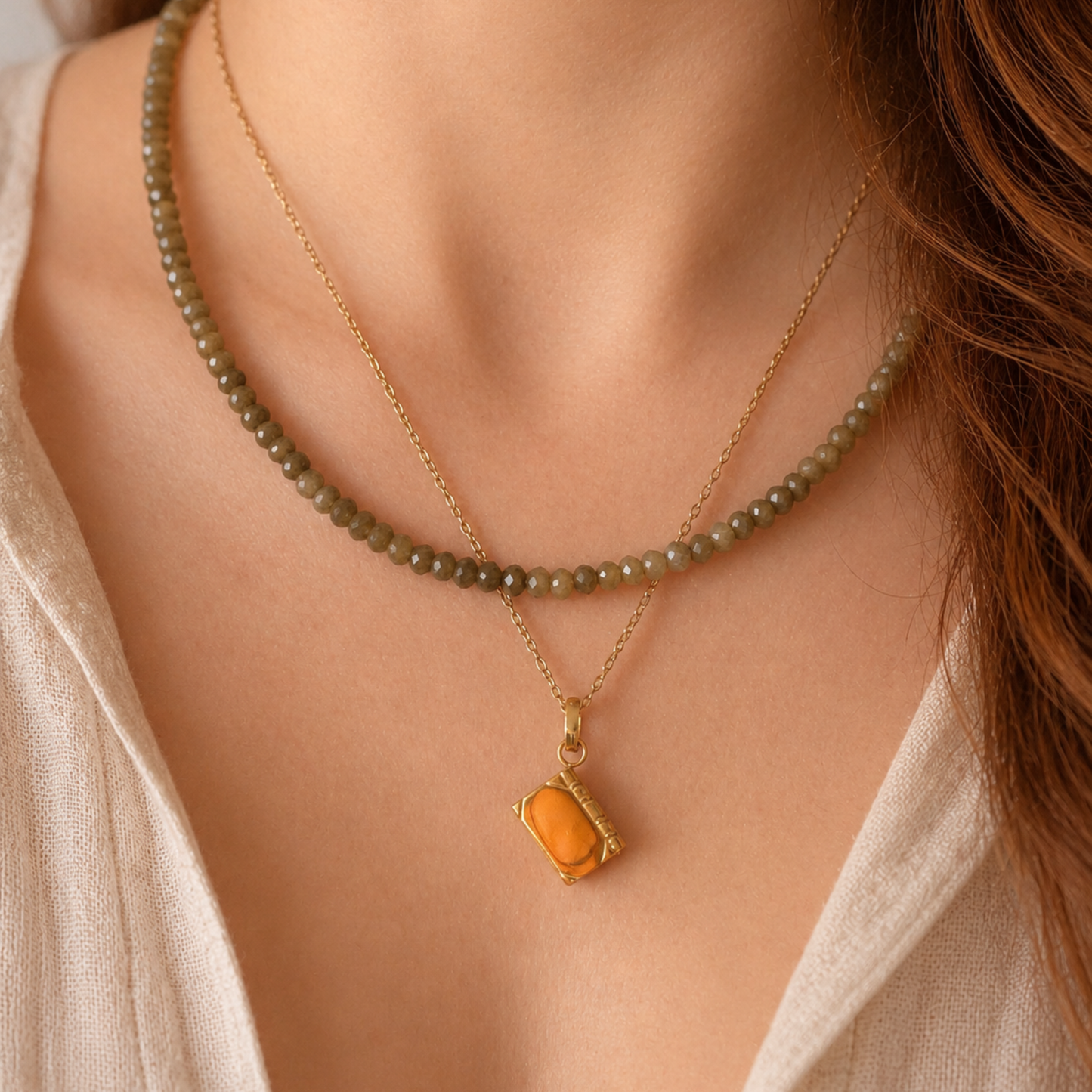 Collier de Billes Taupes