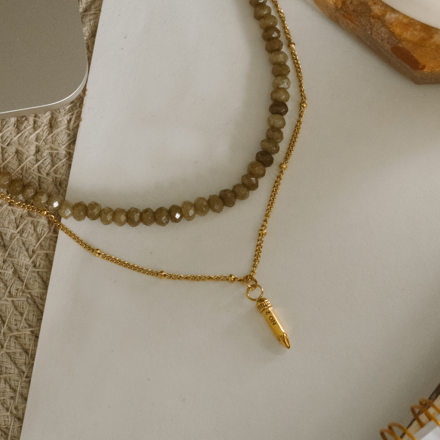 Collier de Billes Taupes