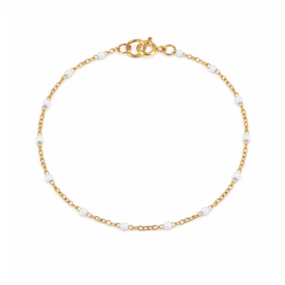 Bracelet à Billes Blanches