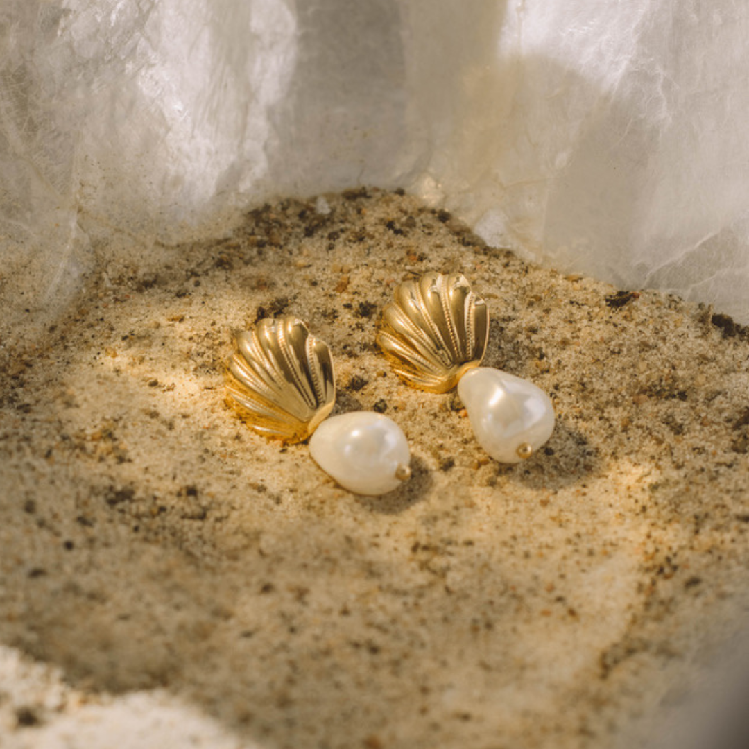 Boucles D'oreilles Coquillage Et Perle
