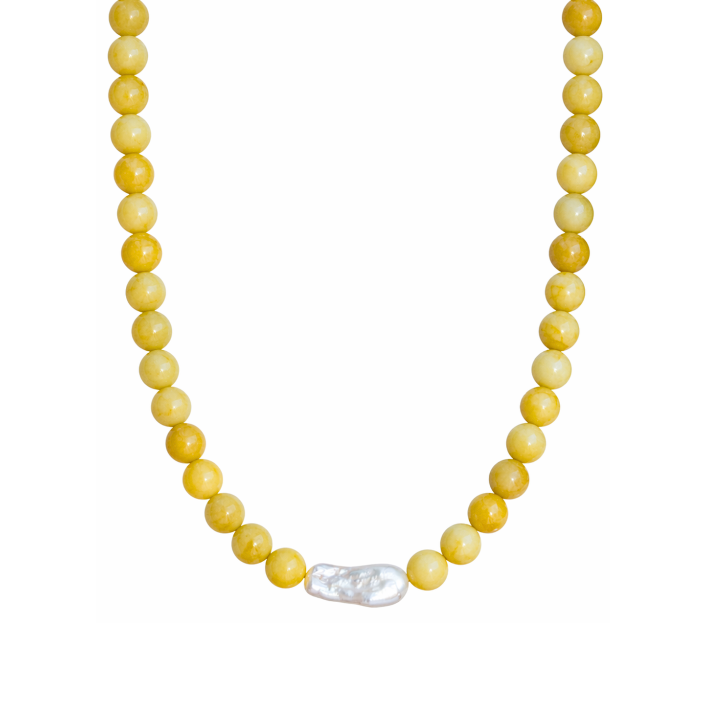 Collier de Perle et Billes Jaunes