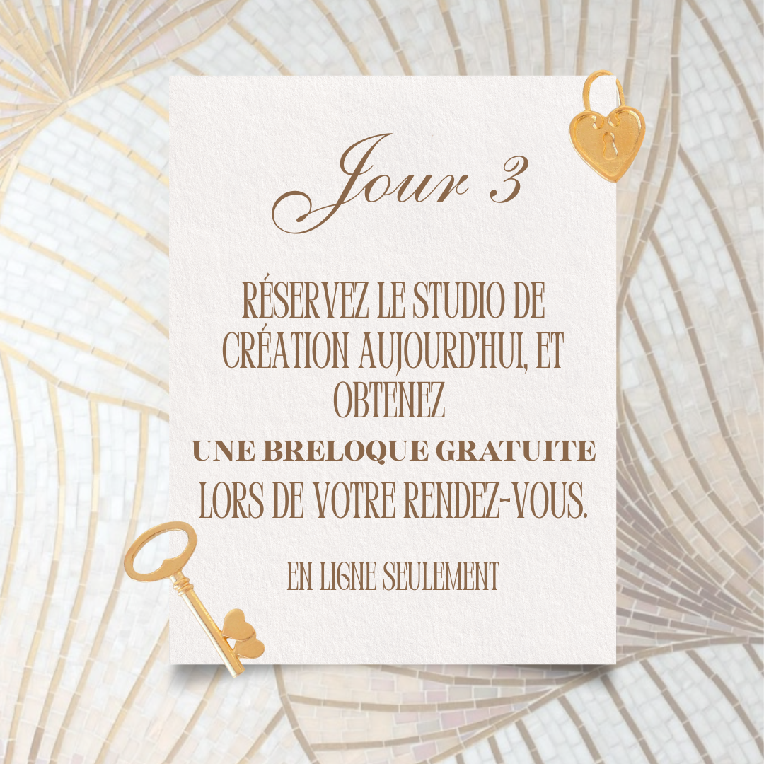 ⭐ Jour 3 ⭐ Réserve à l'atelier et obtiens une breloque gratuite!
