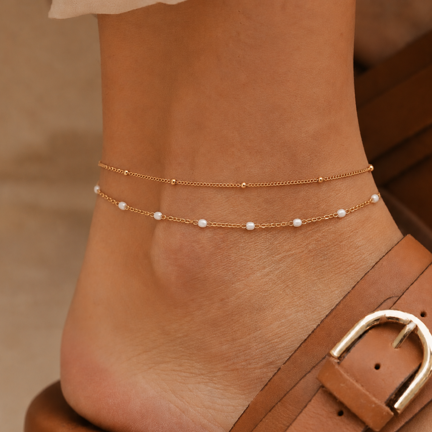 White Bead Anklet