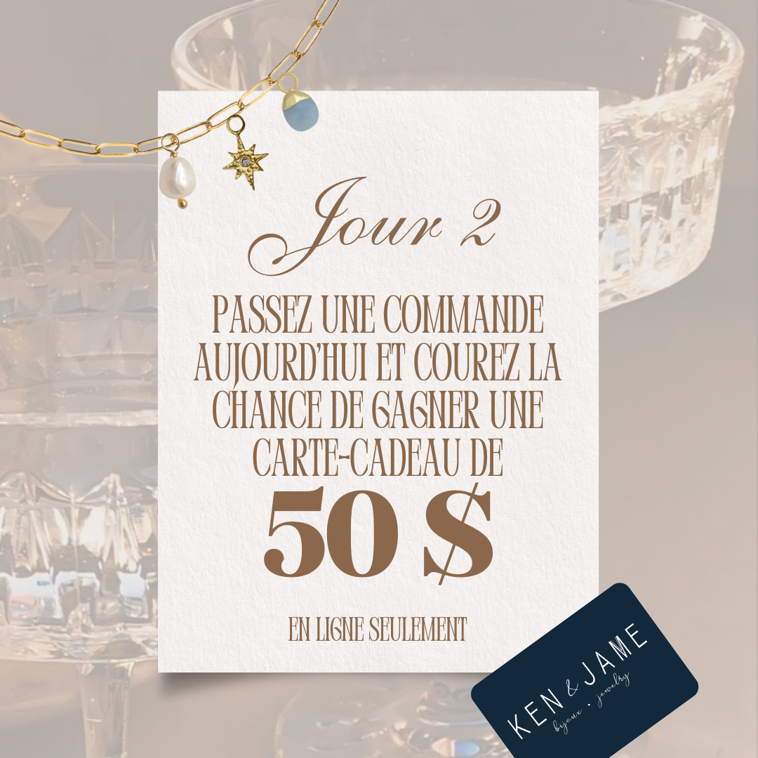 ⭐ Jour 2 ⭐Cours la chance de gagner une carte-cadeau de 50$!